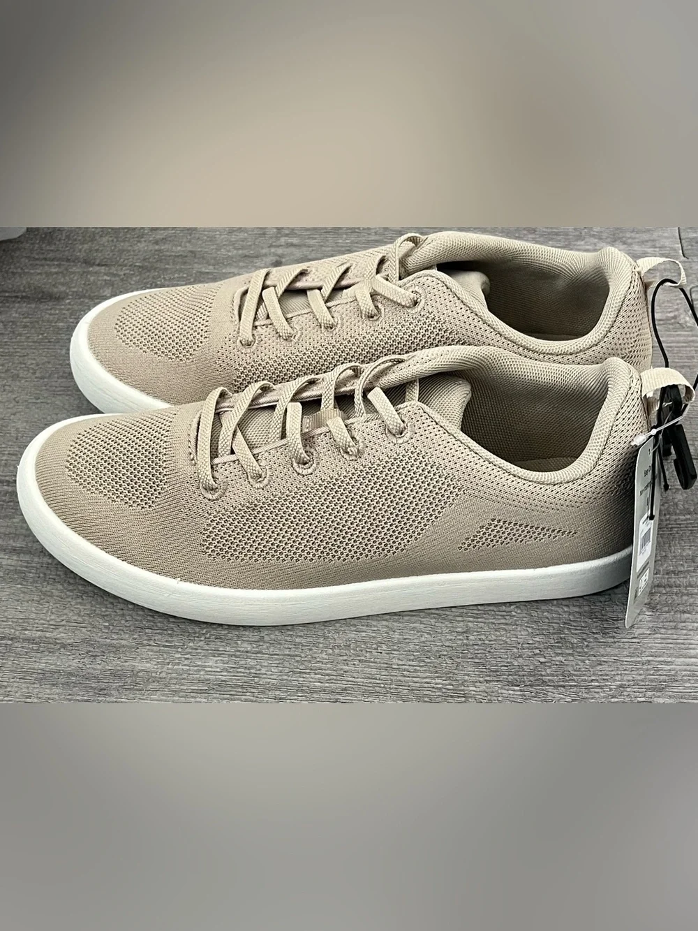 George Men's Beige Knit Lace-Up Low Top Athletic Sneakers Casual Solid